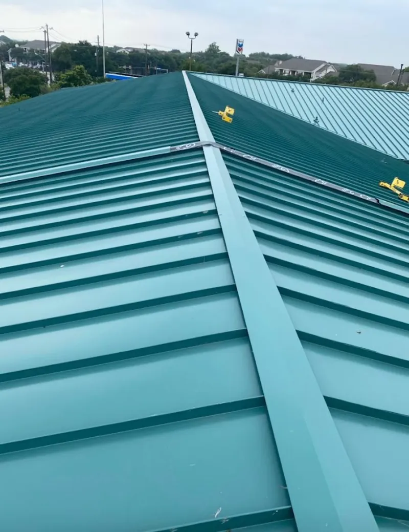 Green commercial metal roof ridge and valley for Metal Roof Repair in Englewood Cliffs